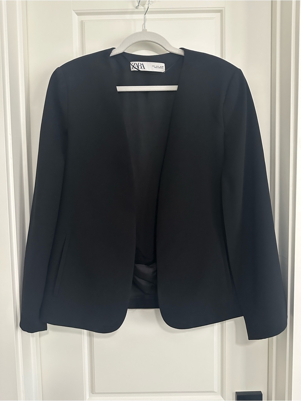 Zara Black Open-Front Cape Sleeve Blazer